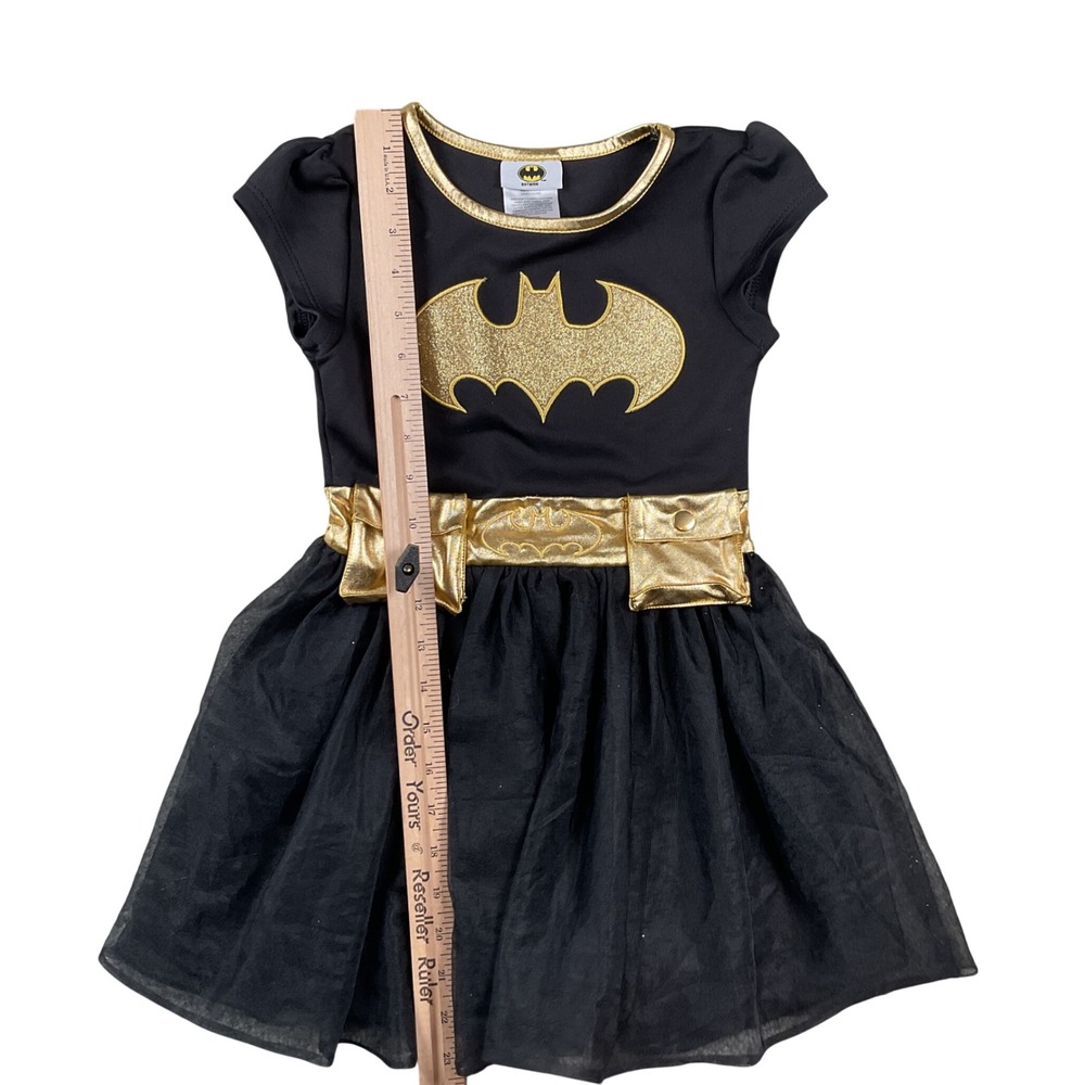 Batman Girls Costume Dress Black Gold Glitter Tutu Superhero Child Small 4-6 - Picture 2 of 7